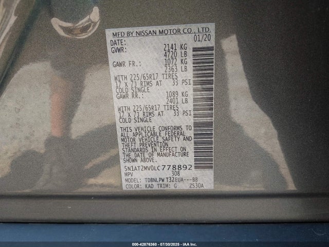 Nissan 2020 2020 5N1AT2MV0LC778892 Image 9