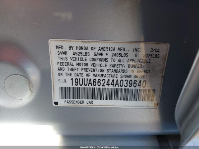 2004 ACURA TL 19UUA66244A039640 Photo 8