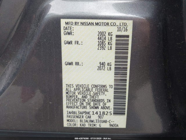 1N4BL3AP9HC141825 Nissan 2017
