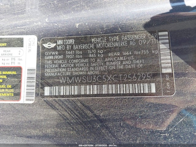 2012 MINI COOPER WMWSU3C5XCT256295 Photo 8