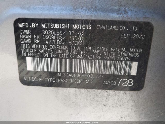 2023 MITSUBISHI MIRAGE ML32AUHJ6PH001727 Photo 8