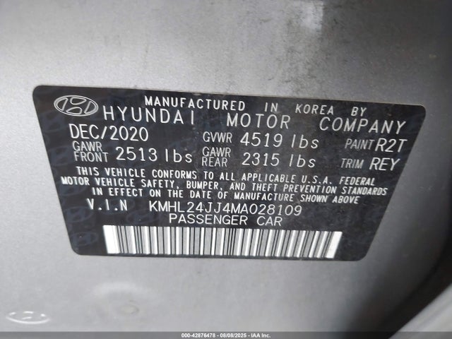 KMHL24JJ4MA028109 Hyundai gdi nu pe + hev