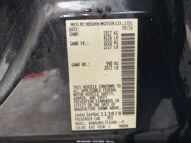 1N4AL3AP6HC113878 Nissan Altima
