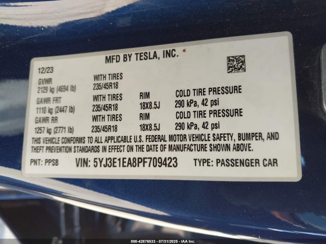 2023 TESLA MODEL 3 5YJ3E1EA8PF709423 Photo 8