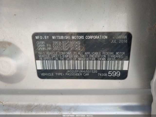 2017 MITSUBISHI LANCER JA32U2FUXHU001520 Photo 8