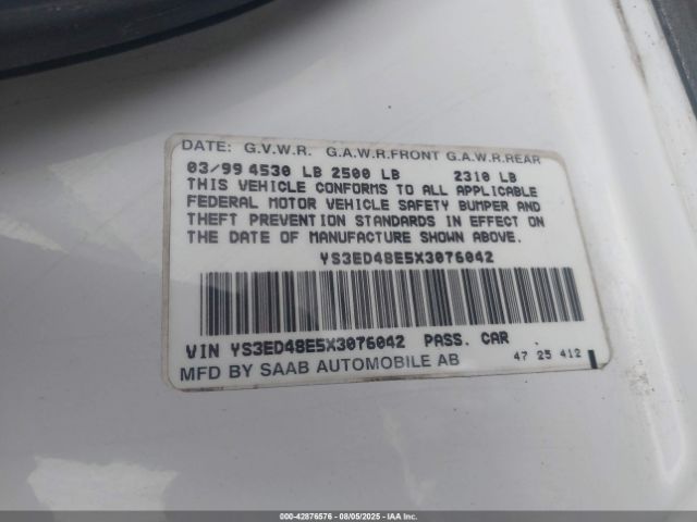 1999 SAAB 9-5 YS3ED48E5X3076042 Photo 8