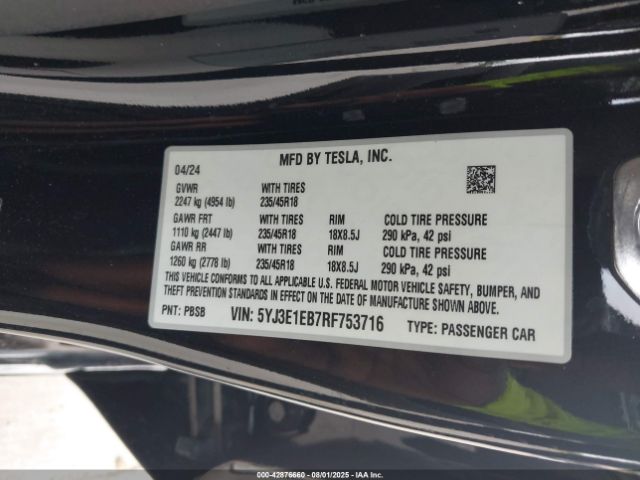 2024 TESLA MODEL 3 5YJ3E1EB7RF753716 Photo 8