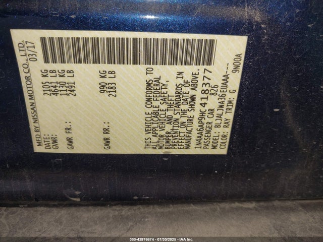 Nissan Maxima 2017 1N4AA6AP9HC418377 Image 9