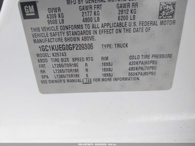 1GC1KUEG0GF209306 Chevrolet l96 - flexible fuel (gas/ethanol), sfi iron