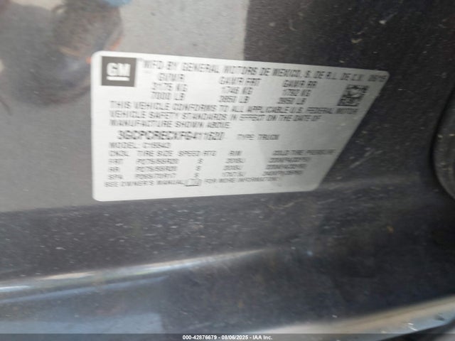 3GCPCRECXFG411620 Chevrolet l83 - vvt, active fuel management, aluminum