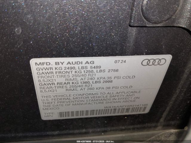 2024 AUDI Q5 SPORTBACK WA15AAFY6R2147165 Photo 8