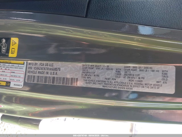 1C4HJXEN7MW608579 Jeep Wrangler Unlimited Sahara Altitude 4x4