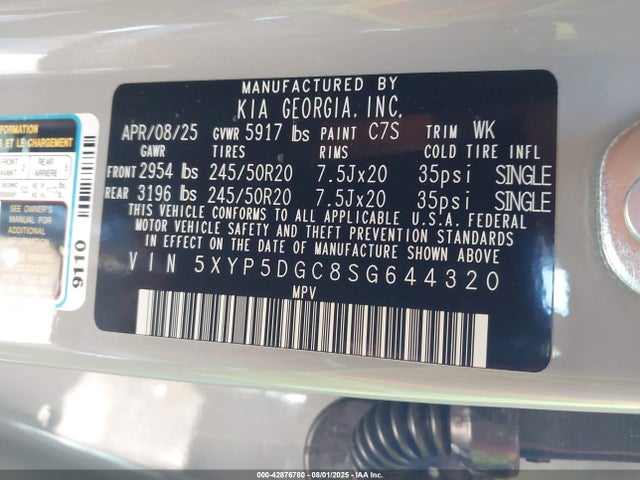 KIA gdi lambda ii 2025 5XYP5DGC8SG644320 Image 9