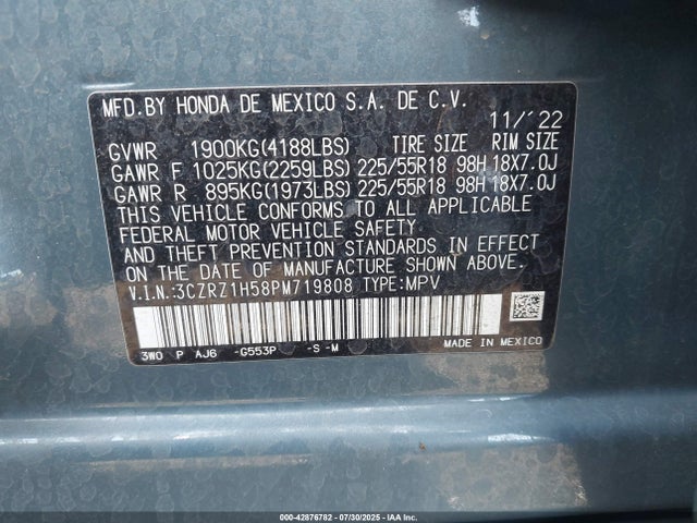 3CZRZ1H58PM719808 Honda k20z5