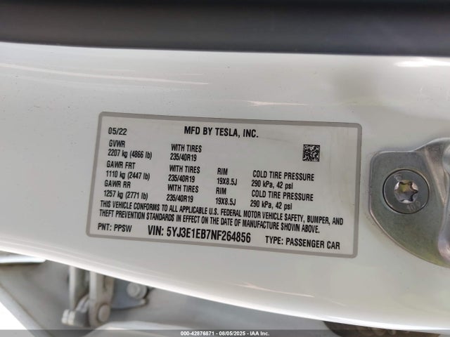 2022 TESLA MODEL 3 5YJ3E1EB7NF264856 Photo 8