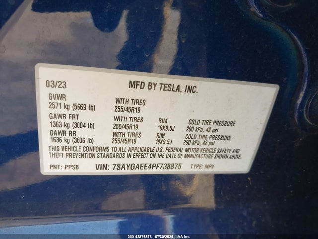 2023 TESLA MODEL Y 7SAYGAEE4PF738875 Photo 8