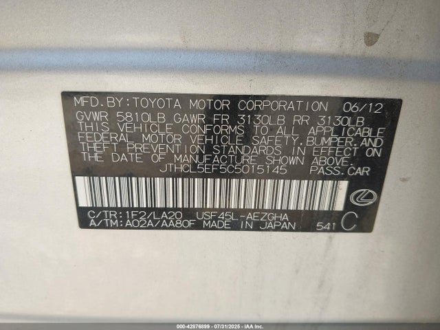 Продажа на аукционе авто 2012 Lexus Ls 460, vin: JTHCL5EF5C5015145, номер лота: 42876899