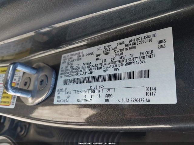 Ford 2020 2020 1FMCU9H6XLUA81239 Image 9