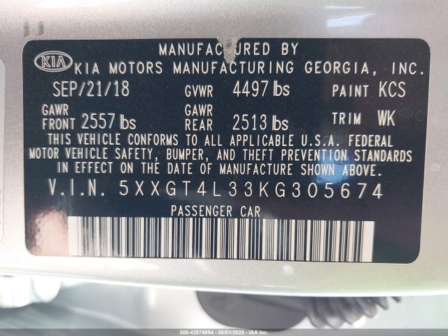 5XXGT4L33KG305674 KIA gdi