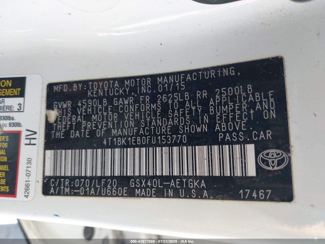 4T1BK1EB0FU153770 Toyota 2gr-fe