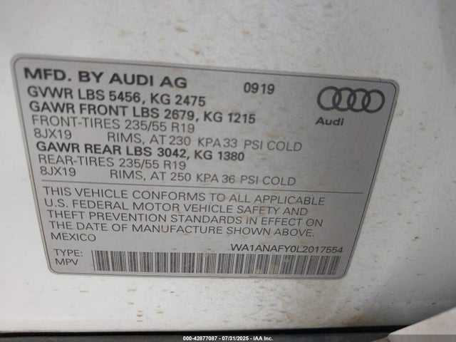 2020 AUDI Q5 WA1ANAFY0L2017554 Photo 8