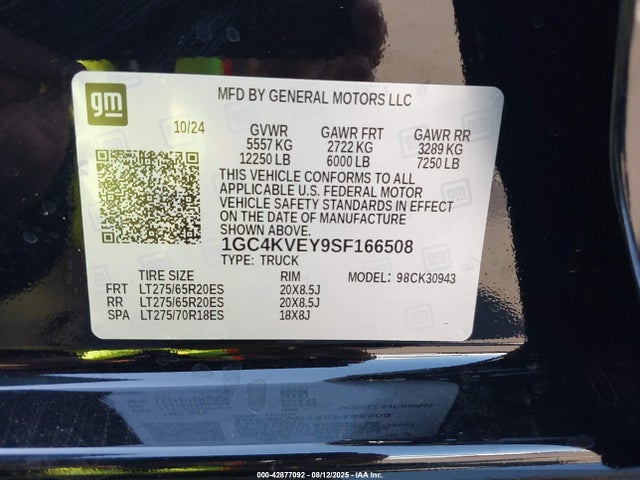 1GC4KVEY9SF166508 Chevrolet l5p