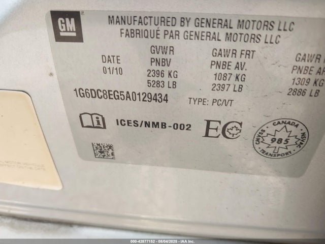 2010 CADILLAC CTS 1G6DC8EG5A0129434 Photo 8