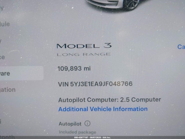 5YJ3E1EA9JF048766 Tesla MODEL 3