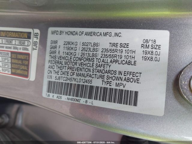 2019 ACURA RDX 5J8TC2H57KL012455 Photo 8