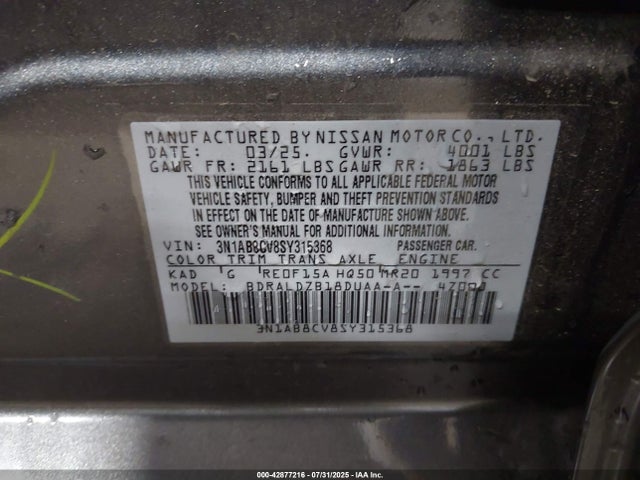 Nissan SENTRA SV 2025 3N1AB8CV8SY315368 Image 9