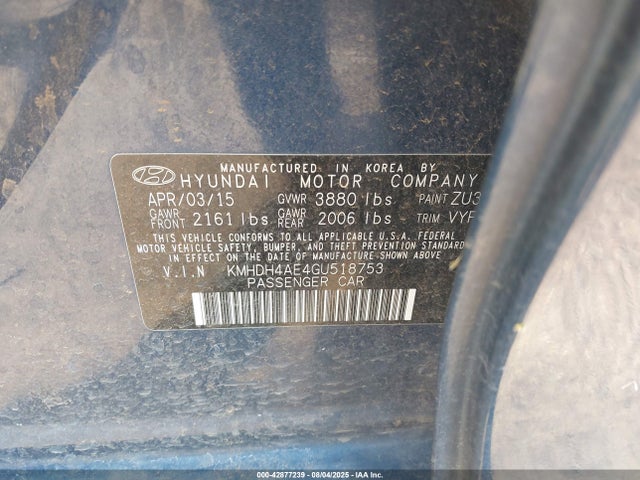 Hyundai dohc mpi nu 2016 KMHDH4AE4GU518753 Image 9