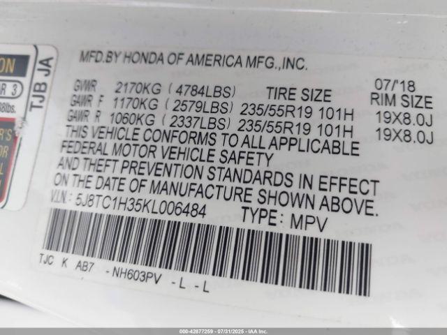 2019 ACURA RDX 5J8TC1H35KL006484 Photo 8