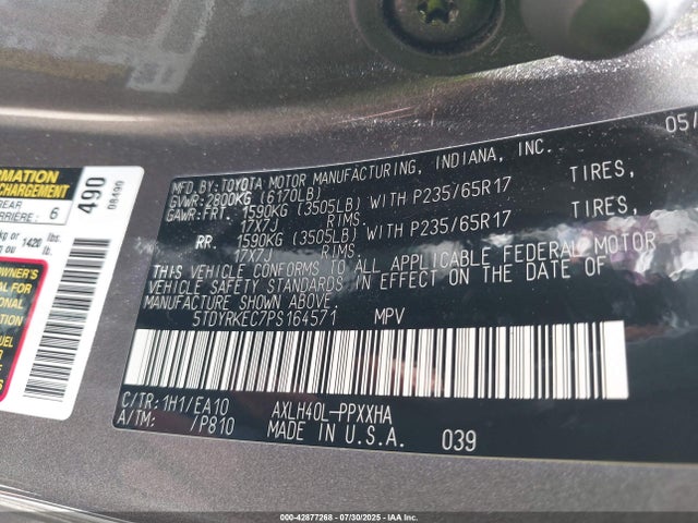 5TDYRKEC7PS164571 Toyota a25a-fxs, 5nm