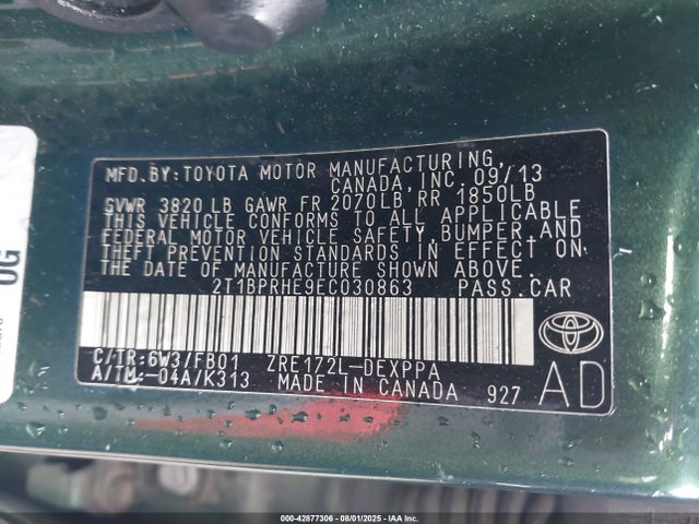 Toyota 2zr-fae 2014 2T1BPRHE9EC030863 Image 9