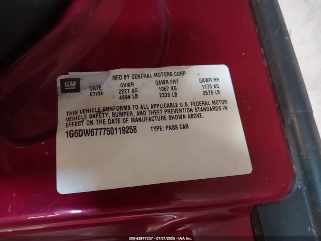 2005 CADILLAC STS 1G6DW677750119258 Photo 8