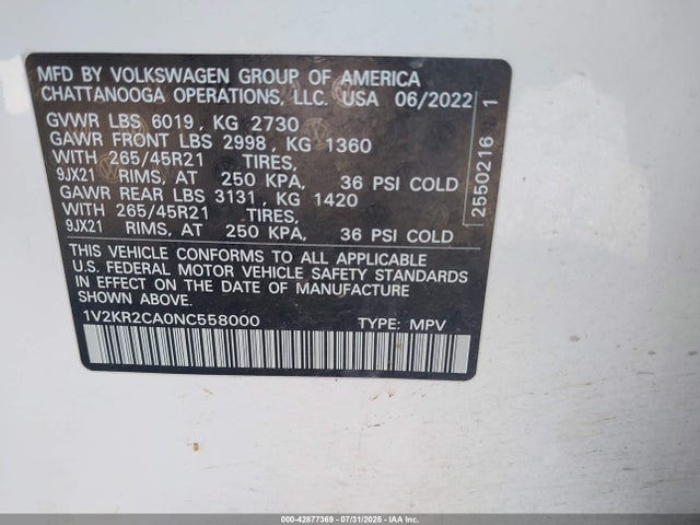 1V2KR2CA0NC558000 Volkswagen fsi
