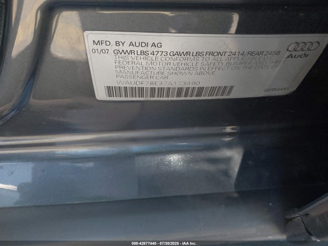 2007 AUDI A4 WAUDF78E37A173490 Photo 8