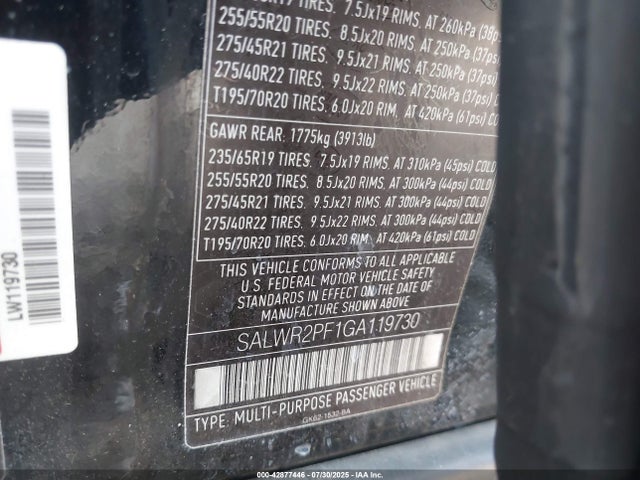 Land Rover s/c lev3 sulev30 2016 SALWR2PF1GA119730 Image 9