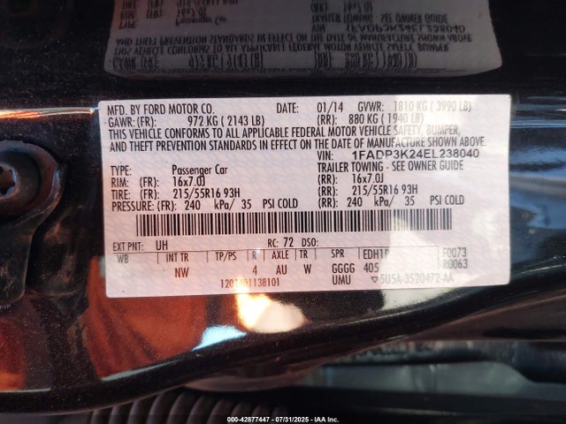 1FADP3K24EL238040 Ford 2014