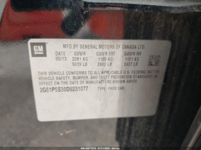 2013 CADILLAC XTS 2G61P5S30D9231077 Photo 8