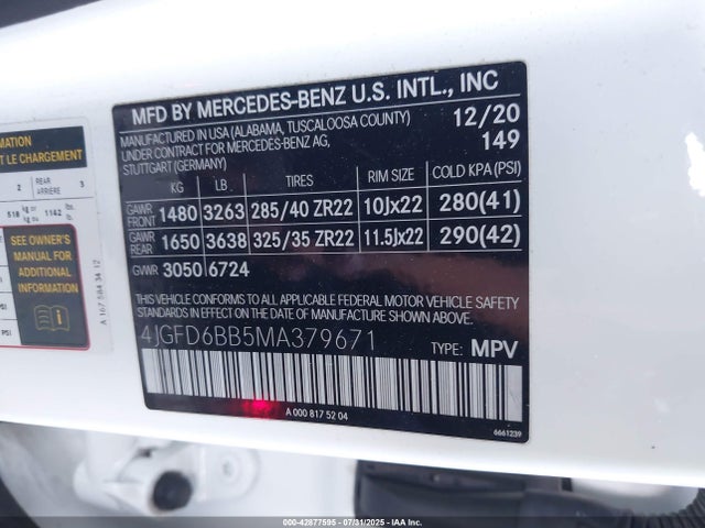 Mercedes-Benz m256 2021 4JGFD6BB5MA379671 Image 9