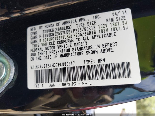 5J8TB3H37FL000917 Acura j35z2