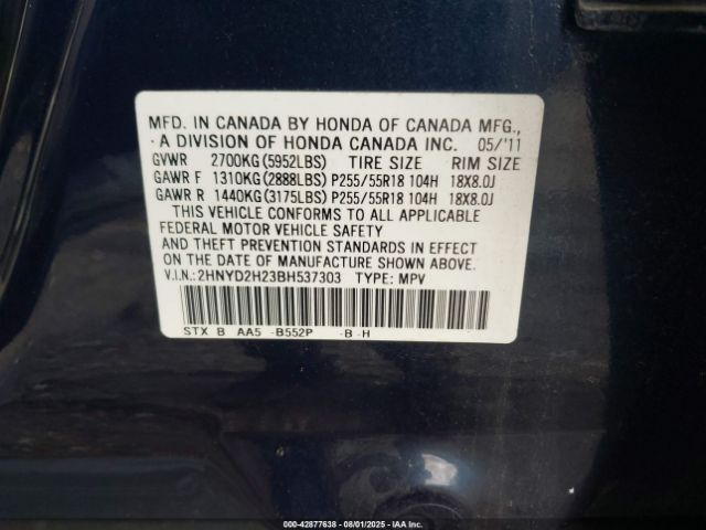 2011 ACURA MDX 2HNYD2H23BH537303 Photo 8