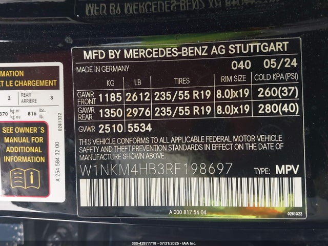 W1NKM4HB3RF198697 Mercedes-Benz m254