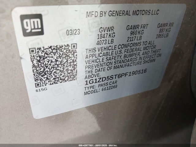 1G1ZD5ST6PF190516 Chevrolet lfv