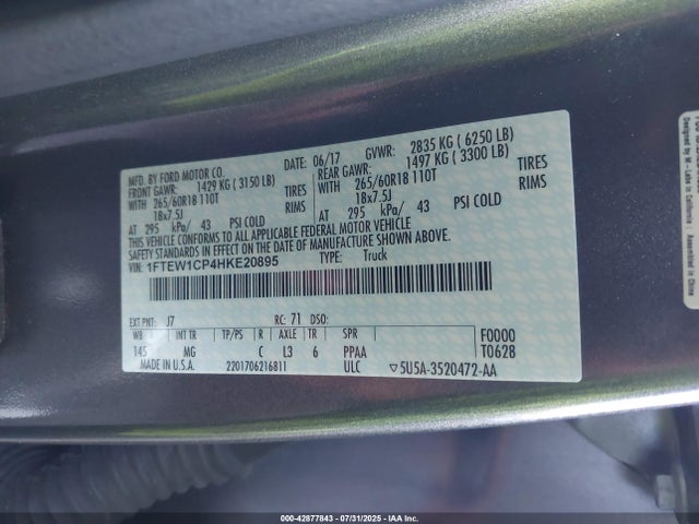1FTEW1CP4HKE20895 Ford 2.7l-4v