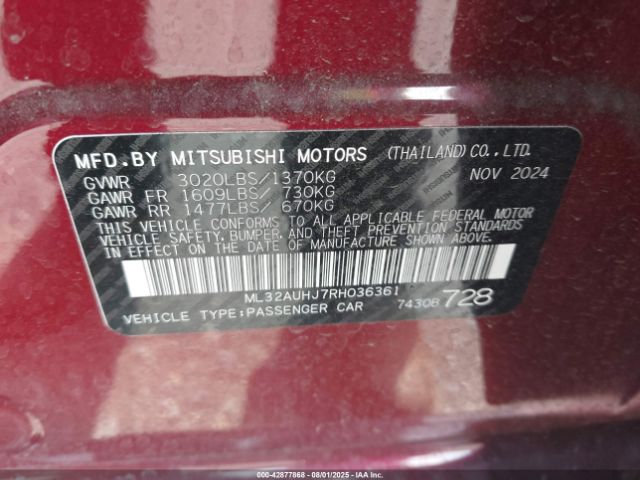 2024 MITSUBISHI MIRAGE ML32AUHJ7RH036361 Photo 8