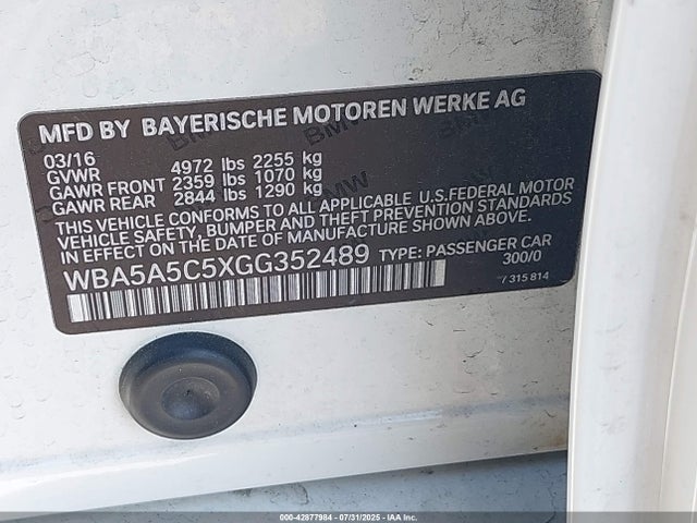 BMW 528I 2016 WBA5A5C5XGG352489 Image 9