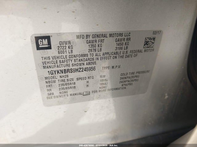 2017 CADILLAC XT5 1GYKNBRS9HZ245956 Photo 8
