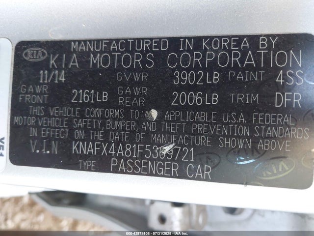 KNAFX4A81F5369721 KIA dohc gdi nu